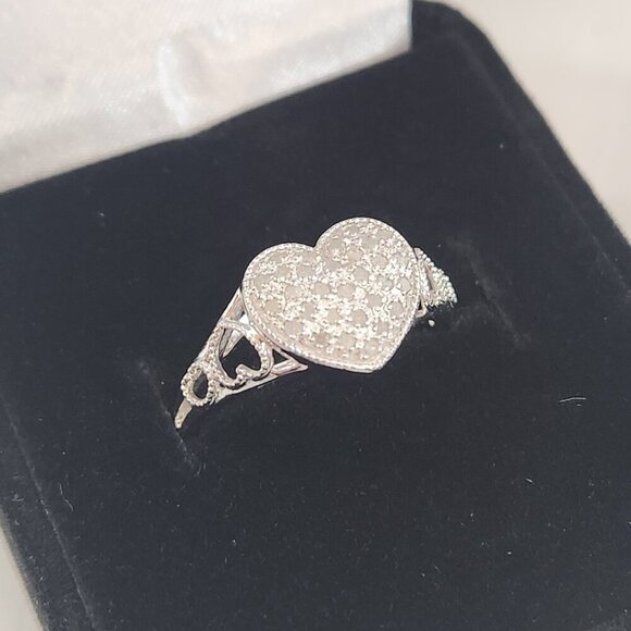 Avon Sterling Silver Heart Jewelry Bundle Pendant Ring of Love Faux Diamond - Picture 2 of 13